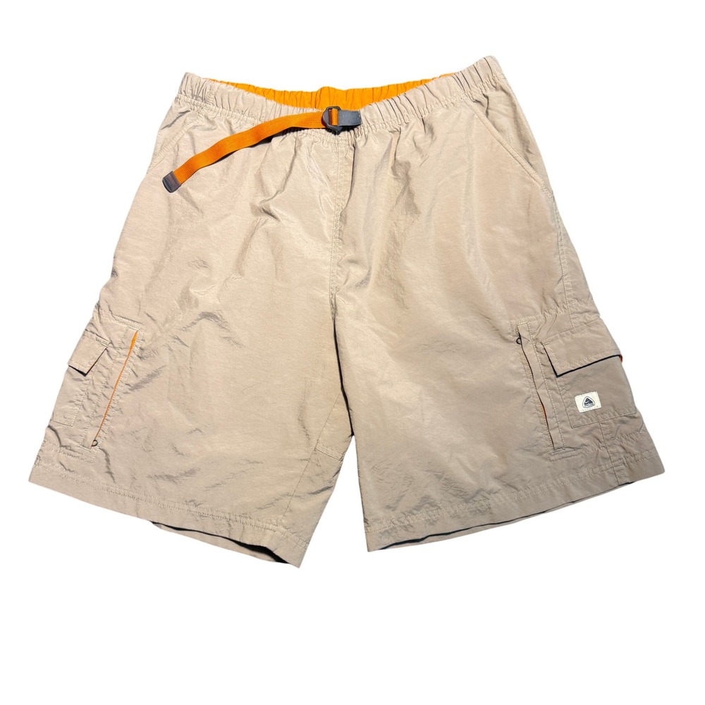 Vintage Nike ACG Cargo Shorts Tan Khaki Orange Belted Mens Size Large Y2K Hiking